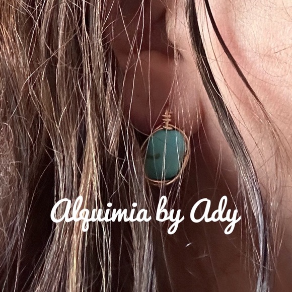 Alquimia Turquoise Gold Earrings - Picture 1 of 4